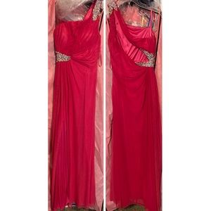 Pink one shoulder floor length dress. Size 2.